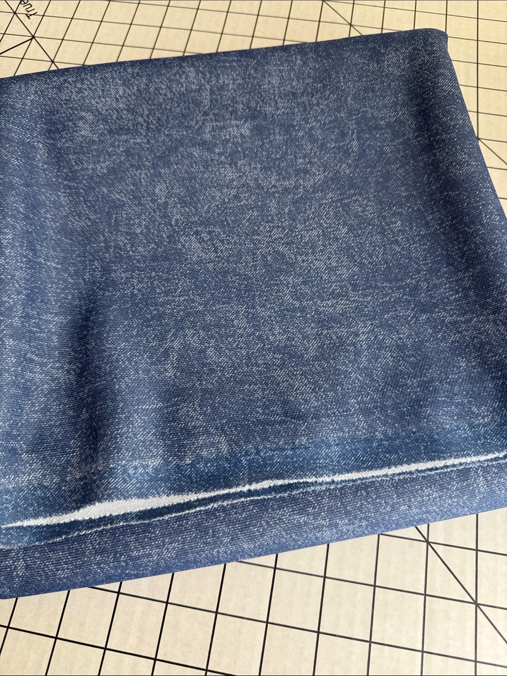 Vintage Faux Denim Polyester Jersey Knit Fabric 2.5 Yards x 70” Wide Stretch